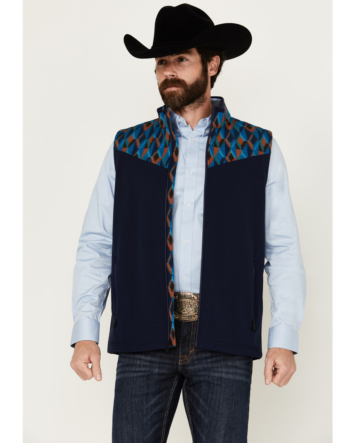 Image #1 - RANK 45® Men's Ranbull Softshell Vest, Medium Blue, hi-res