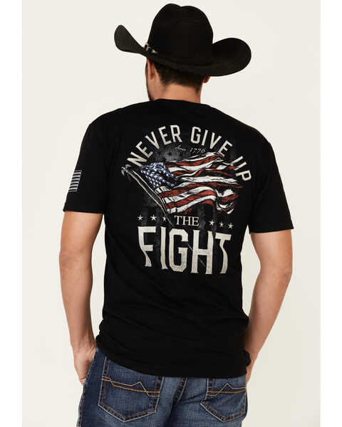 Image #4 - Buck Wear Men's Never Give Up Flag Graphic T-Shirt , Black, hi-res