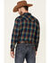 Cody James Men's Sunrise Small Plaid Long Sleeve Snap Western Flannel Shirt , Navy, hi-res