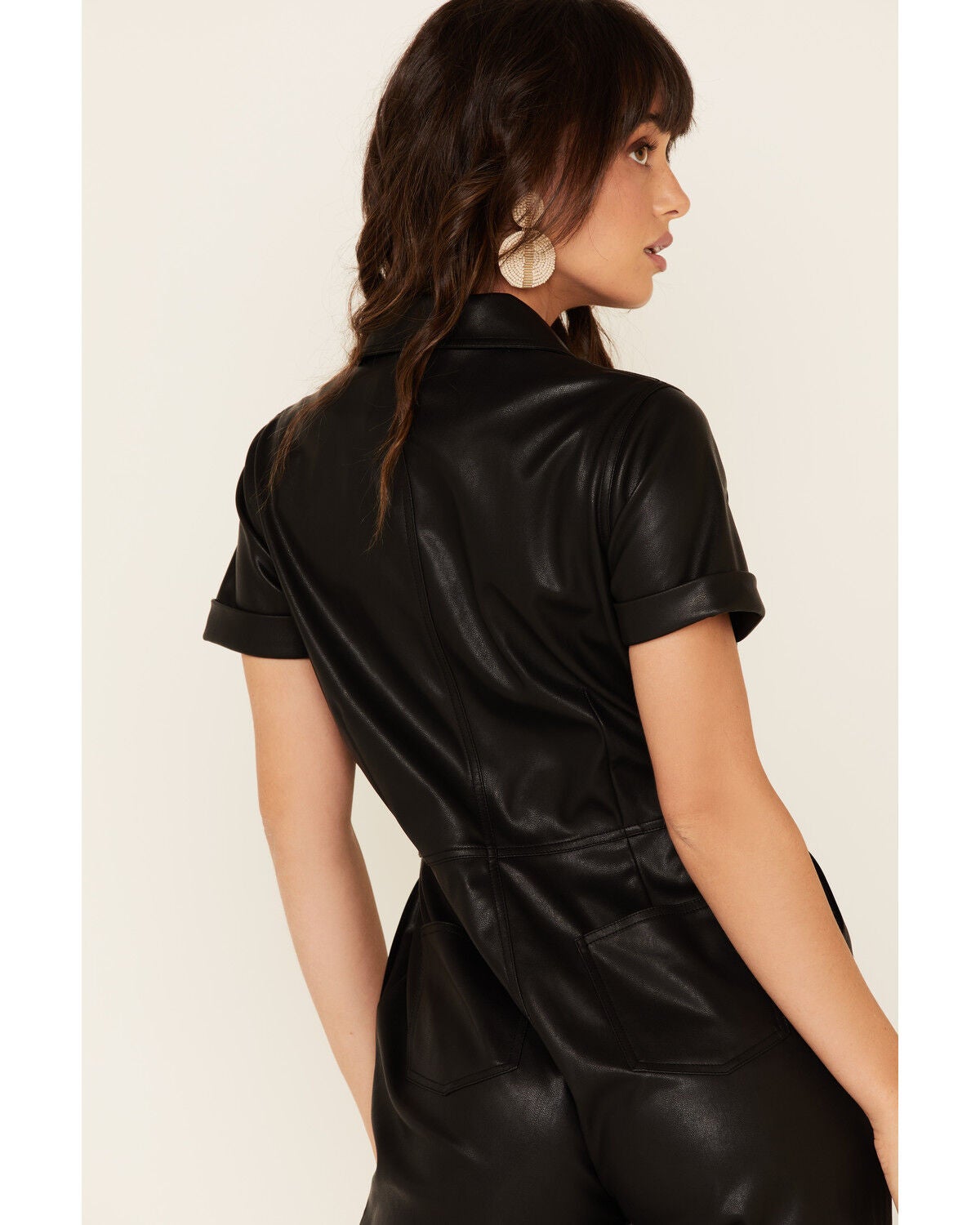 leather jumpsuit black