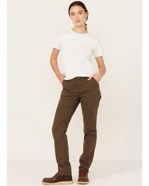 Image #1 - Carhartt Women's Rugged Flex® Relaxed Fit Canvas Stretch Work Pants, Dark Brown, hi-res