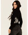 Image #5 - Idyllwind Women's Dallas Sequins Cropped Zip Front Sweater, Black, hi-res