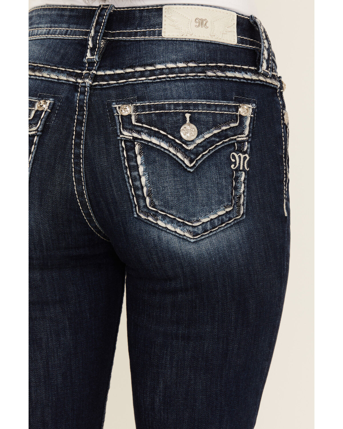 Image #2 - Miss Me Women's Dark Wash Mid Rise Bootcut Stretch Denim Jeans, Dark Wash, hi-res