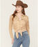 Image #1 - Idyllwind Women's McKinney Faux Suede Long Sleeve Fringe Top, Khaki, hi-res