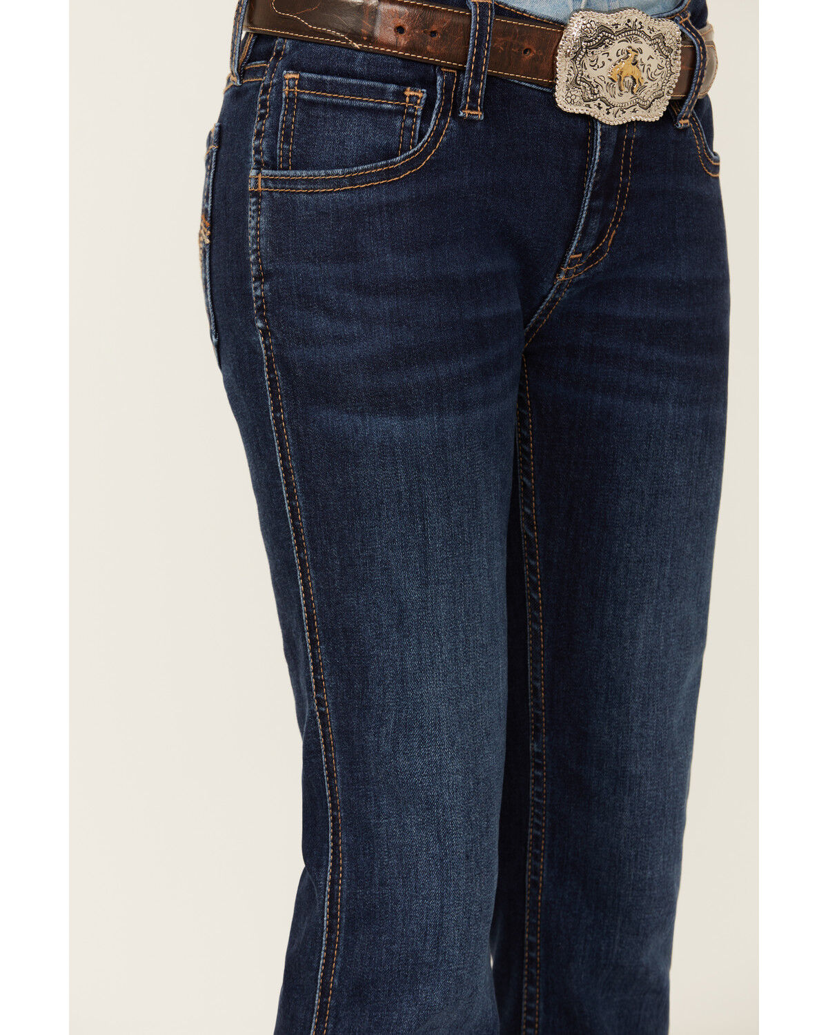 Image #3 - Shyanne Girls' Dark Wash Stretch Bootcut Riding Jeans, Dark Wash, hi-res