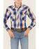 Image #3 - Cowboy Hardware Boys' Plaid Print Long Sleeve Pearl Snap Western Shirt, Blue, hi-res