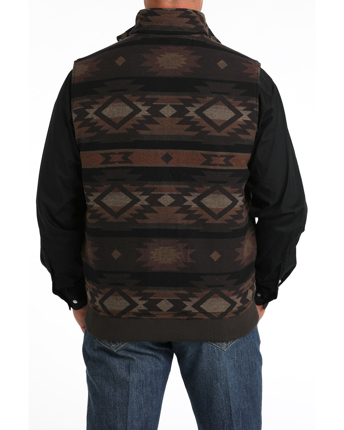 Image #6 - Cinch Men's Reversible Southwestern Print Quilted Vest, Brown, hi-res