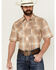 Image #1 - Wrangler Retro Men's Ombre Plaid Print Short Sleeve Snap Western Shirt, Tan, hi-res