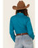 Cinch Women's Teal Solid Button Front Long Sleeve Western Shirt , Teal, hi-res