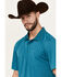 Image #2 - RANK 45® Men's Giza Jacquard Solid Short Sleeve Polo Shirt , Teal, hi-res