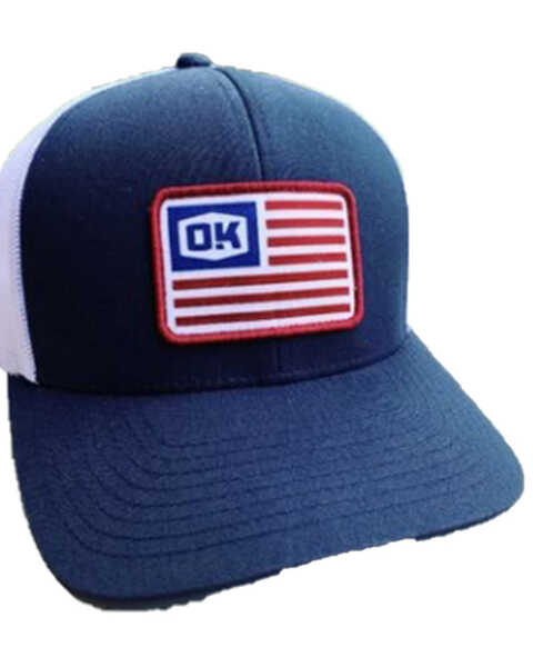 Image #1 - Okie Men's American Flag Patch Mesh-Back Ball Cap , Navy, hi-res