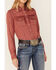 Kimes Ranch Women's Kaycee Denim Long Sleeve Pearl Snap Western Core Shirt , Red, hi-res