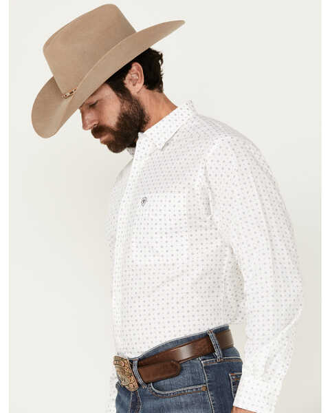 Image #2 - Ariat Men's Wrinkle Free Ogden Geo Print Long Sleeve Button-Down Western Shirt - Big , White, hi-res