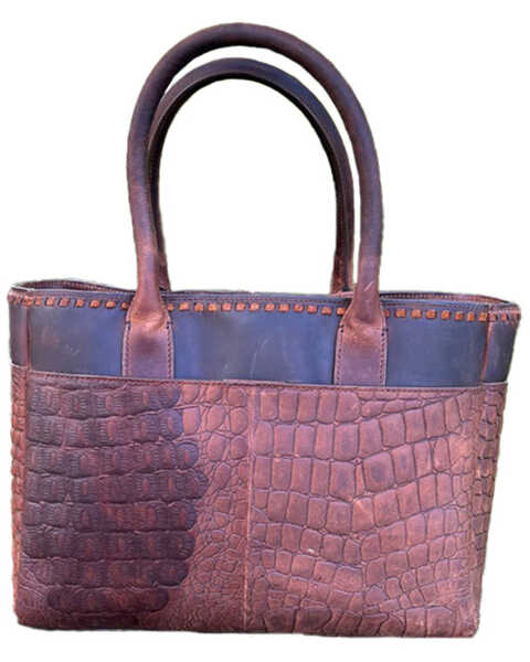 Image #3 - STS Ranchwear by Carroll Women's Catalina Croc Satchel , Brown, hi-res
