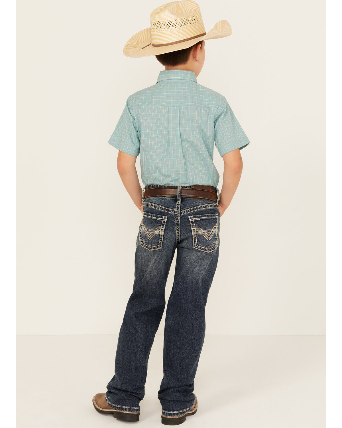 Image #3 - Rock & Roll Denim Boys' Medium Wash Two-Toned Stitch Bootcut Denim Jeans, Blue, hi-res