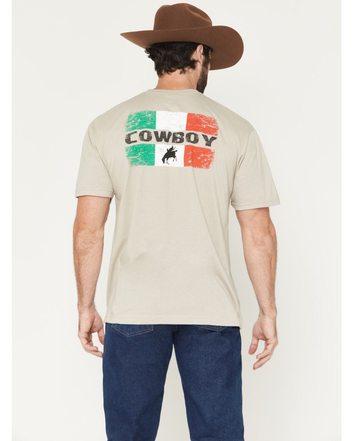 Image #1 - Cowboy Hardware Men's Mexico Cowboy Short Sleeve Graphic T-Shirt, Sand, hi-res