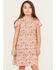 Image #2 - Shyanne Girls' Floral Printed Ruffle Mini Dress, Cream, hi-res
