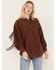 Image #1 - Shyanne Women's Lace Fringe Button-Down Shacket, Dark Brown, hi-res