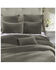 HiEnd Accents Gray Stonewashed Cotton & Velvet 3-Piece King Quilt Set , Grey, hi-res