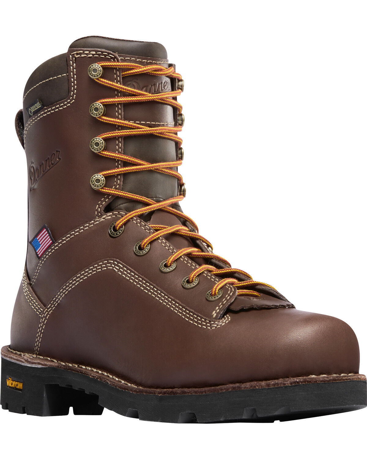 Image #1 - Danner Men's Quarry USA 8" Work Boots - Soft Toe, Brown, hi-res