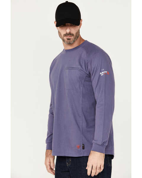 Image #4 - Ariat Men's FR Air USA Scream Long Sleeve Work T-Shirt, Blue, hi-res