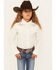 Image #1 - Shyanne Girls' Embroidered Long Sleeve Pearl Snap Stretch Western Fringe Shirt , Ivory, hi-res