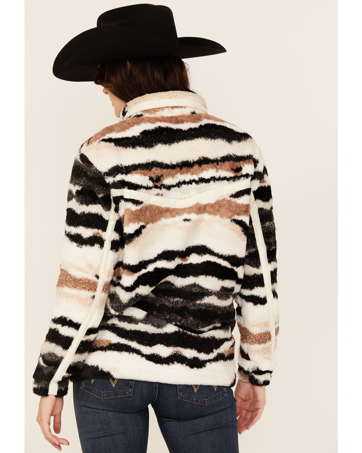 Image #4 - Hooey Women's Striped Fleece 1/2 Zip Pullover, Black, hi-res