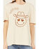 Image #3 - Blue B Women's Embroidered Smiley Rodeo Short Sleeve Graphic Tee, Brown, hi-res