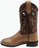 Image #3 - Old West Little Boys' Crackle Western Boots - Broad Square Toe, Tan, hi-res