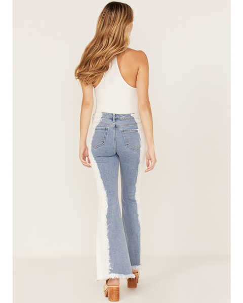 Image #3 - Cello Women's Light Wash Bleached High Rise Flare Jeans, Blue, hi-res