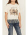 Image #3 - Shyanne Girls' Running Horse Fringe Short Sleeve Tee, Ivory, hi-res