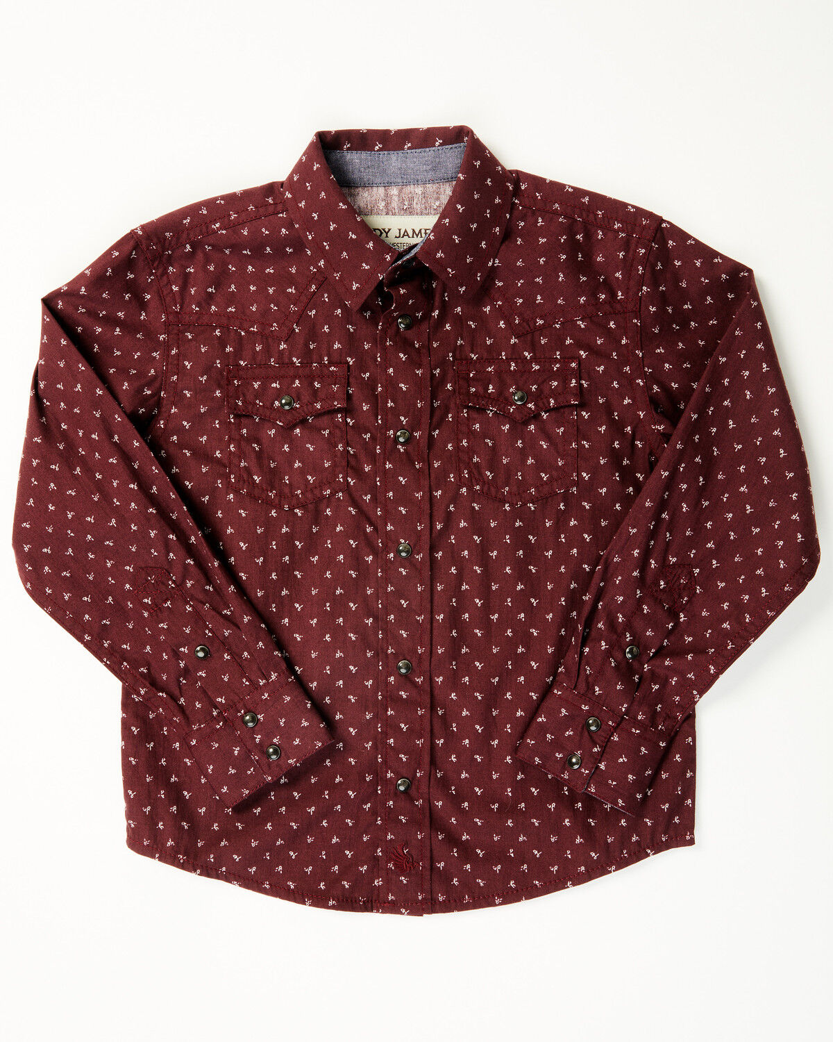 Image #1 - Cody James Toddler Boys' Williams Geo Print Long Sleeve Snap Western Shirt, Burgundy, hi-res