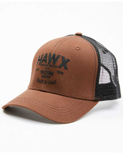 Image #1 - Hawx Men's Dark Brown Logo Graphic Mesh-Back Ball Cap , Dark Brown, hi-res