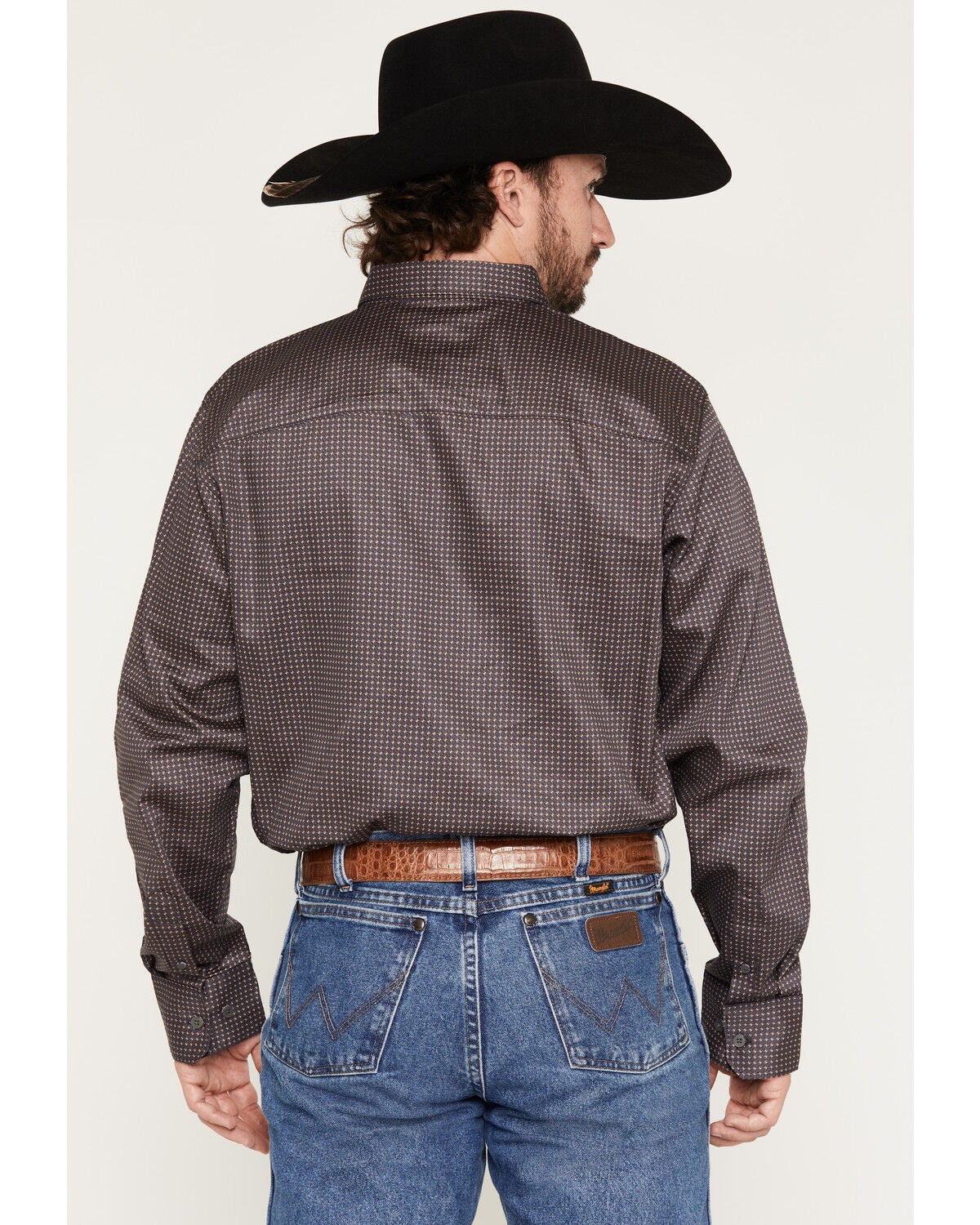 Image #4 - Wrangler X Cody Johnson Men's Geo Print Long Sleeve Button-Down Western Shirt, Navy, hi-res