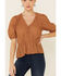 Image #3 - Wishlist Women's Eyelet Peplum Short Sleeve Top , Mustard, hi-res