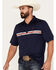 Image #2 - Cinch Men's Chest Striped Polo, Navy, hi-res