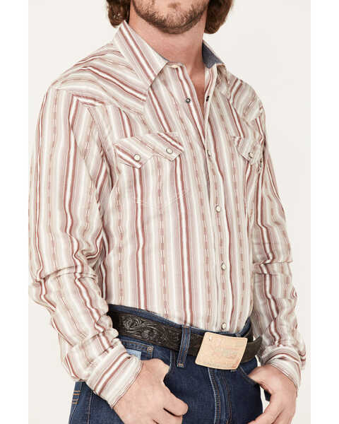Image #3 - Cody James Men's Alpina Striped Long Sleeve Snap Western Shirt , Cream, hi-res