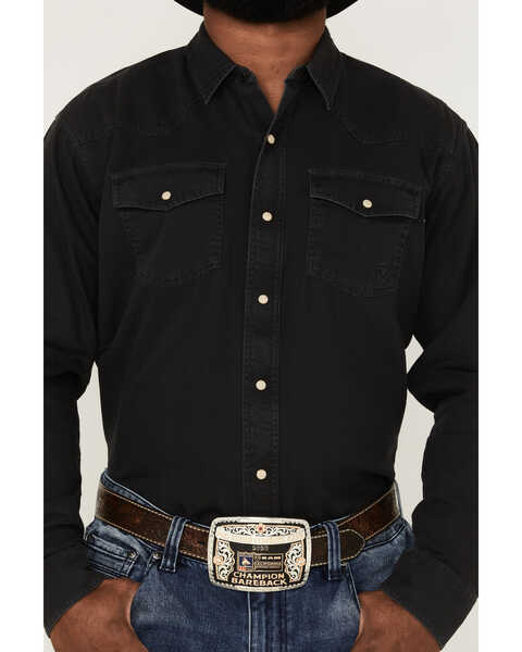 Ariat Men's Jurlington Retro Solid Pearl Snap Western Shirt , Charcoal, hi-res