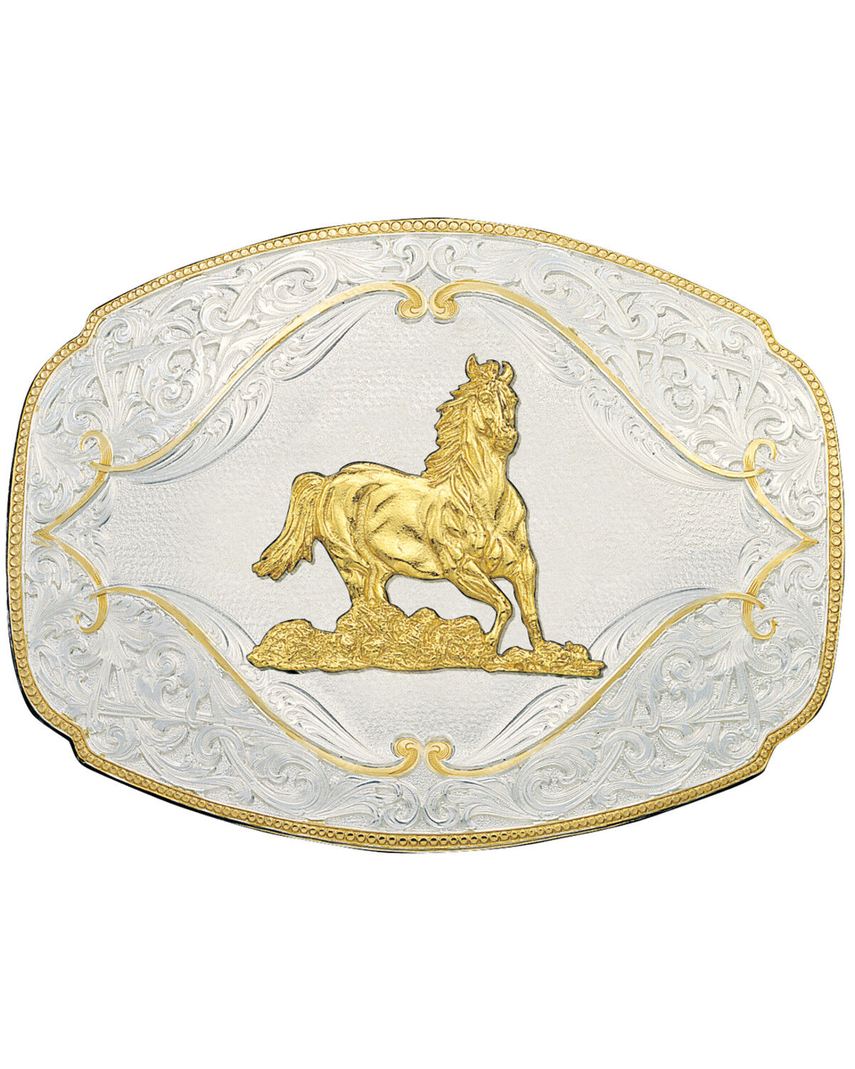 Image #1 - Montana Silversmiths Galloping Horse Western Belt Buckle, Multi, hi-res