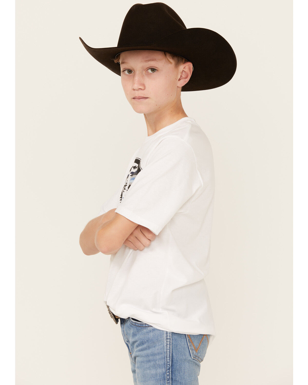 Image #2 - Ariat Boys' Southwestern Logo Short Sleeve Graphic T-Shirt, White, hi-res