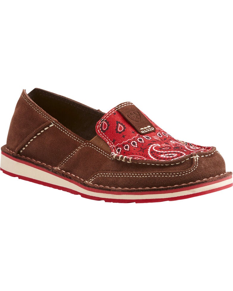 Ariat Women�s Red Paisley Print Slip On Cruiser Shoes