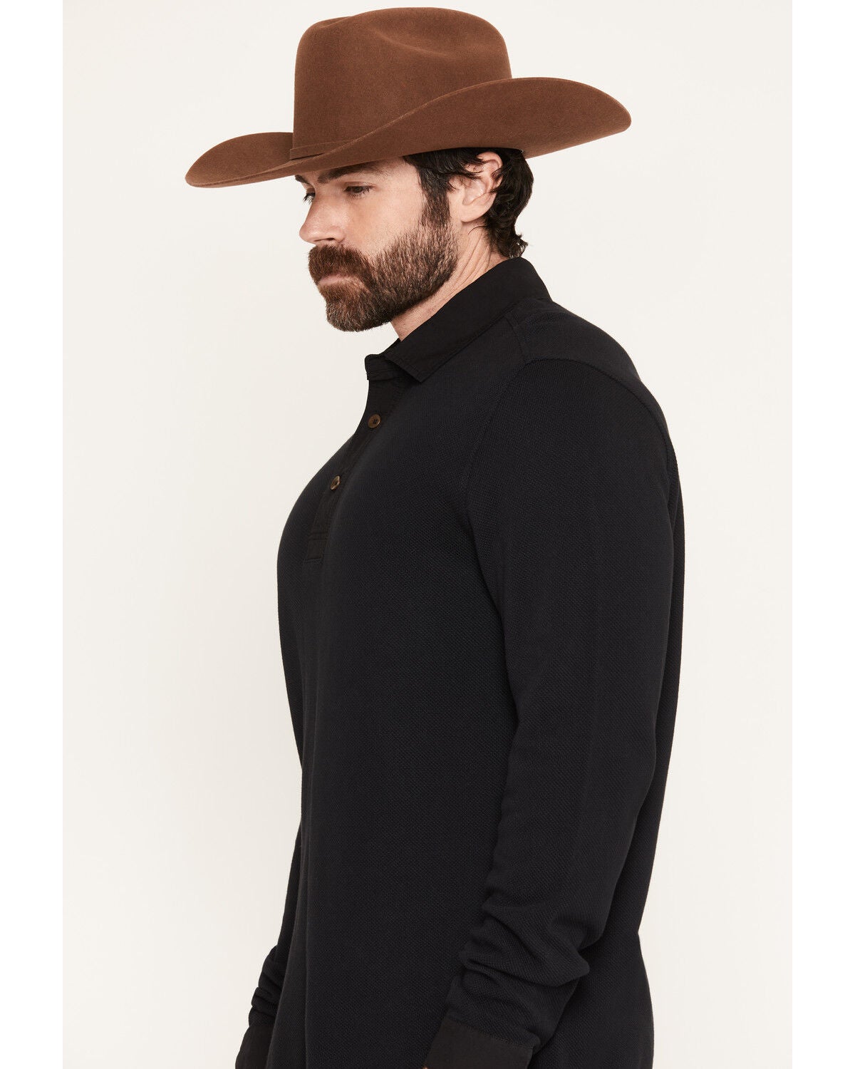 Image #2 - Kimes Ranch Men's Rockaway Solid Long Sleeve Polo Shirt, Black, hi-res