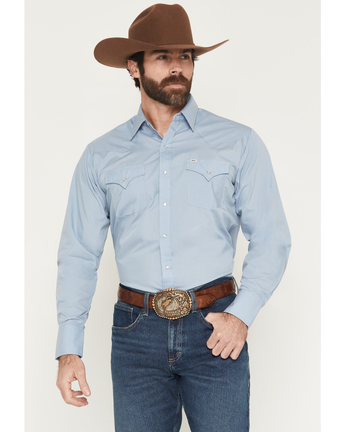 Product Name: Ely Walker Men's Solid Long Sleeve Pearl Snap Western Shirt