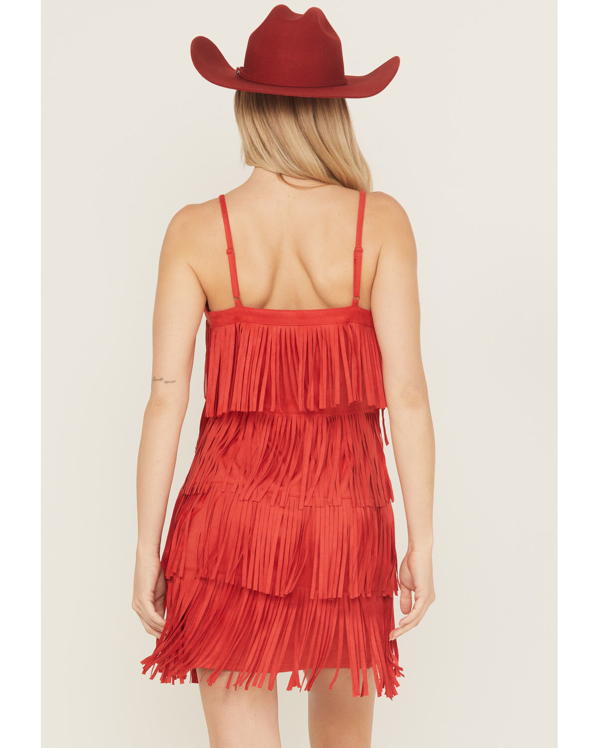 Image #5 - Idyllwind Women's Brixworth Faux Suede Fringe Mini Dress, Coral, hi-res