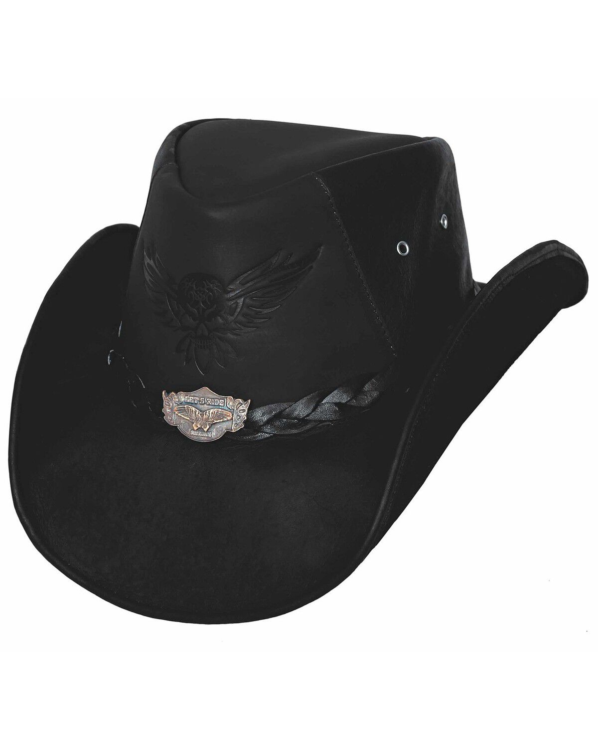 Image #1 - Bullhide Men's King of the Road Top Grain Leather Hat, Black, hi-res