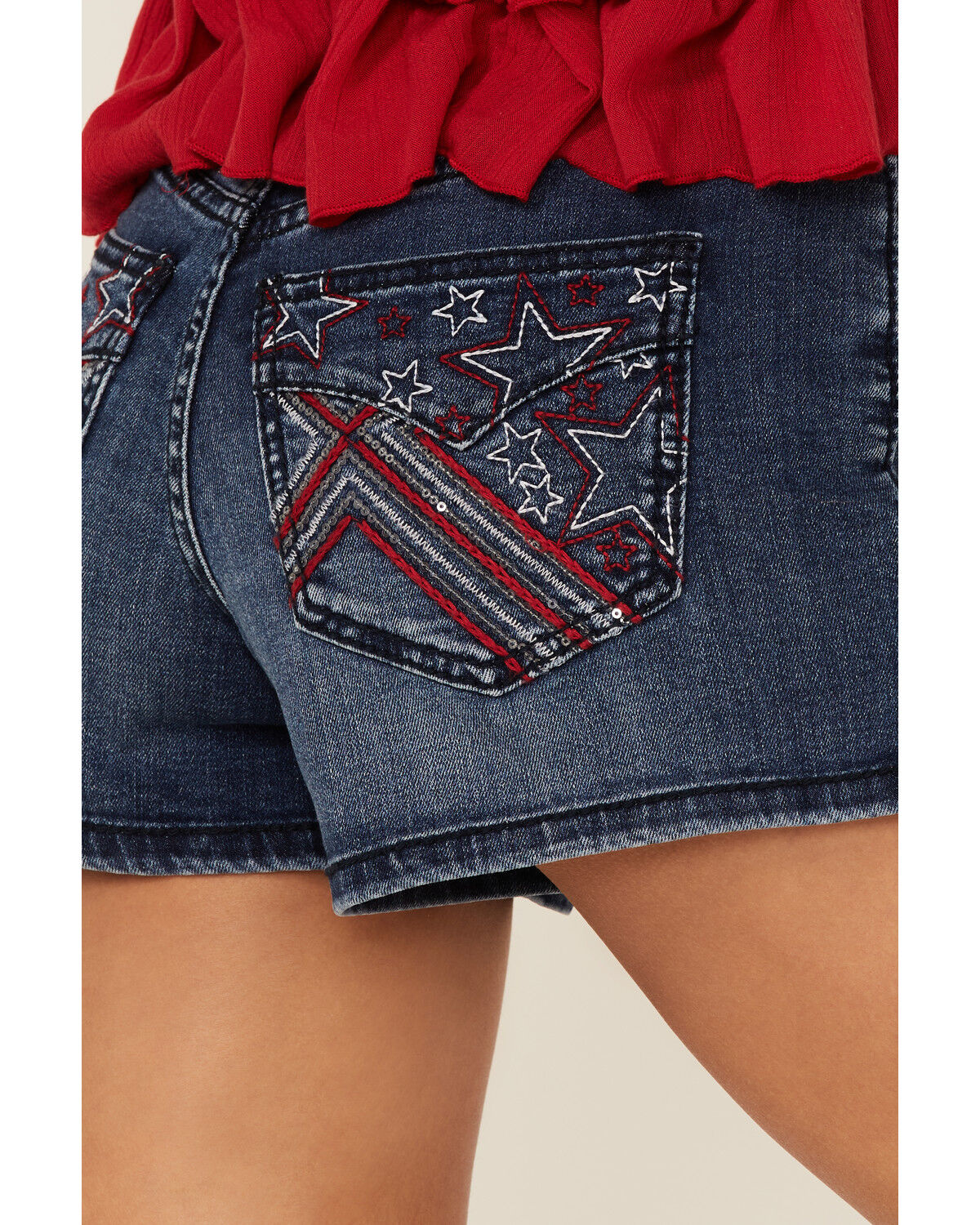 Image #4 - Shyanne Women's States Americana Embroidered High Rise 1/2 Shorts, , hi-res