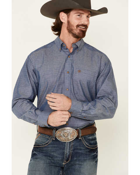 Ariat Men's Thomas Small Diamond Geo Print Long Sleeve Western Shirt , Black, hi-res