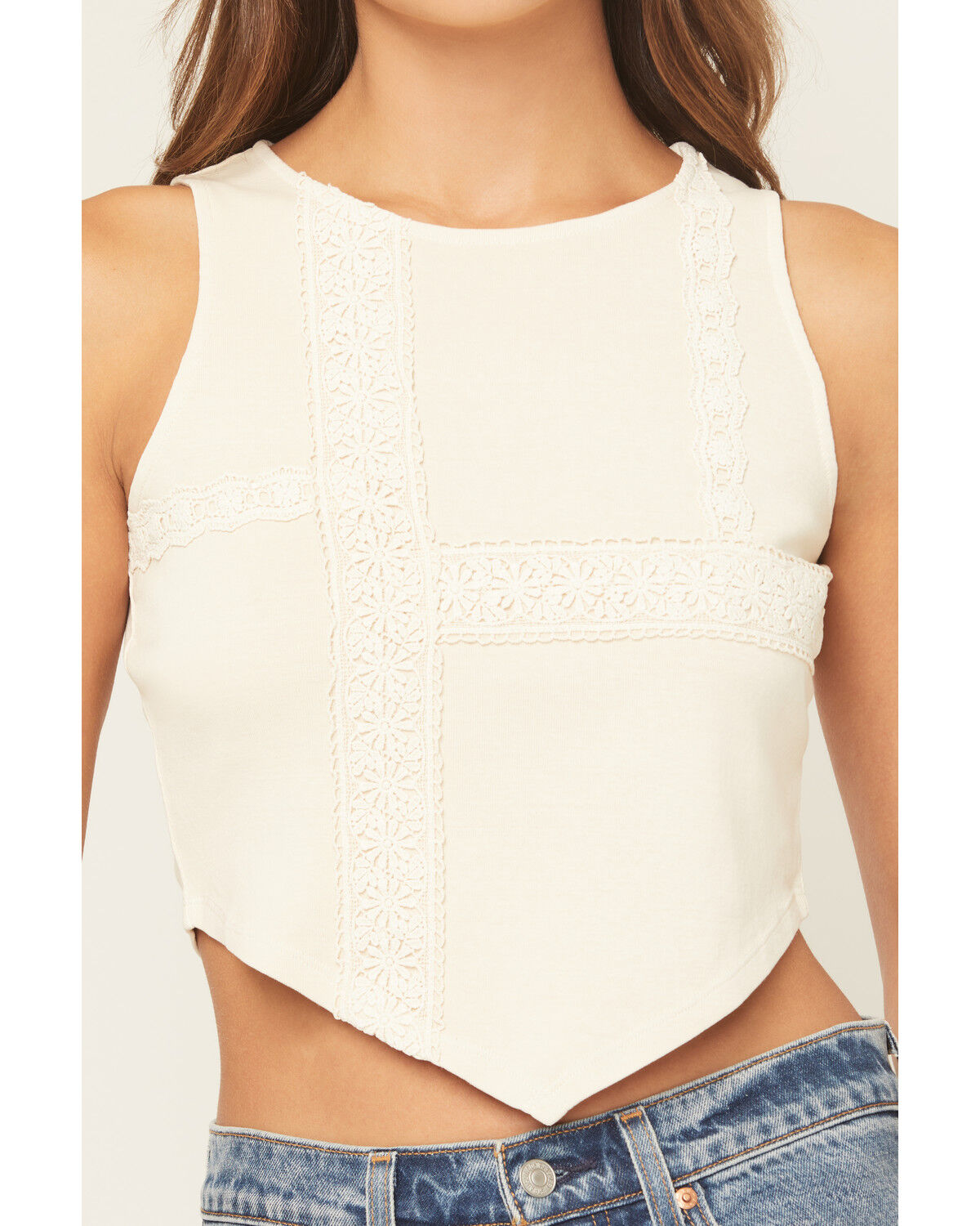 Image #3 - Originality Women's Solid Handkerchief Hem Tank Top, Tan, hi-res
