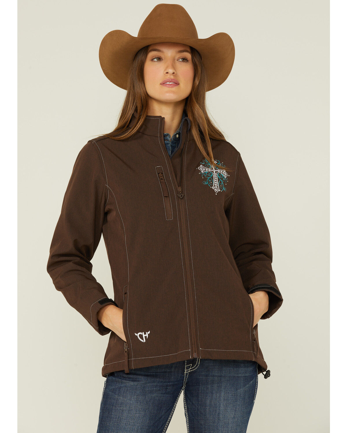 Cowgirl Hardware Girls' Brown Burnout Rodeo Rock Star Hooded Pullover 471223-660