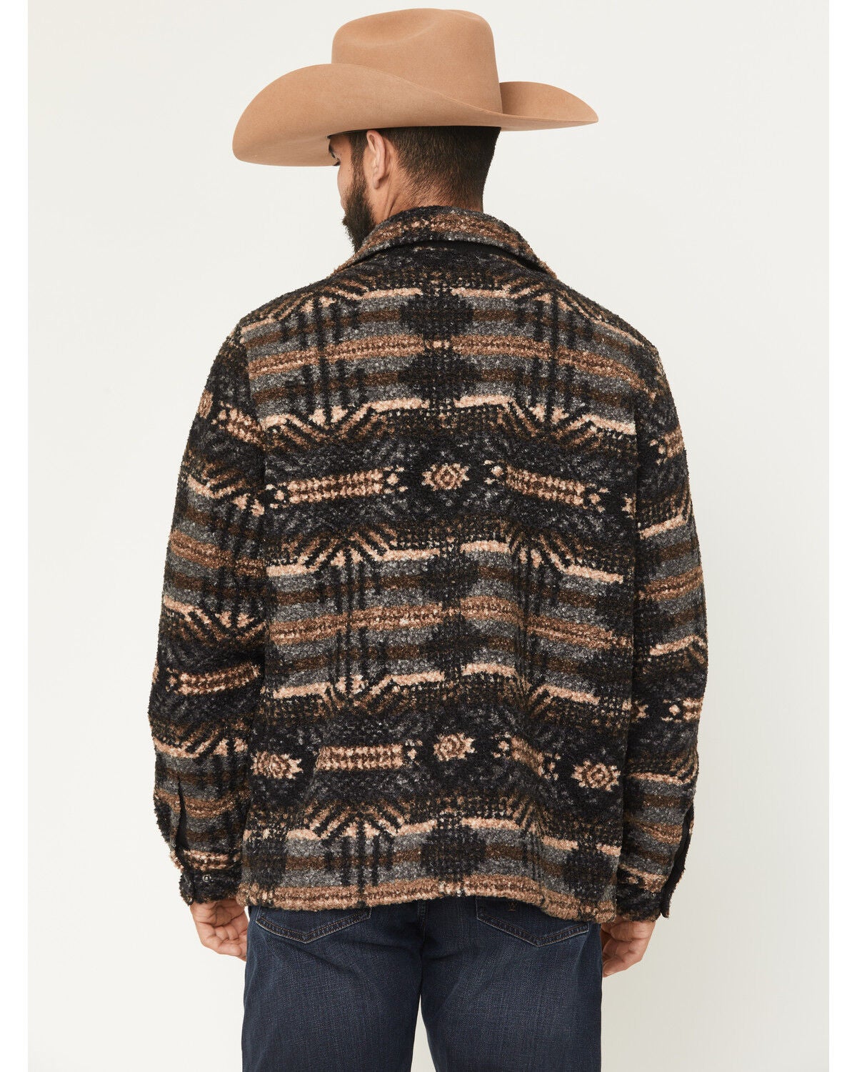 Image #4 - Panhandle Slim Men's Jicarilla Southwestern Print Berber Jacket, Charcoal, hi-res